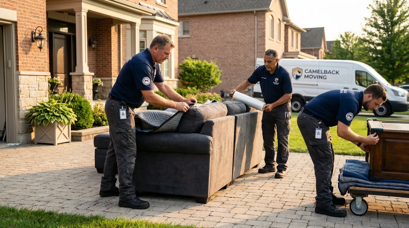 Large estate moving crew wrapping furniture in Hamilton, IN