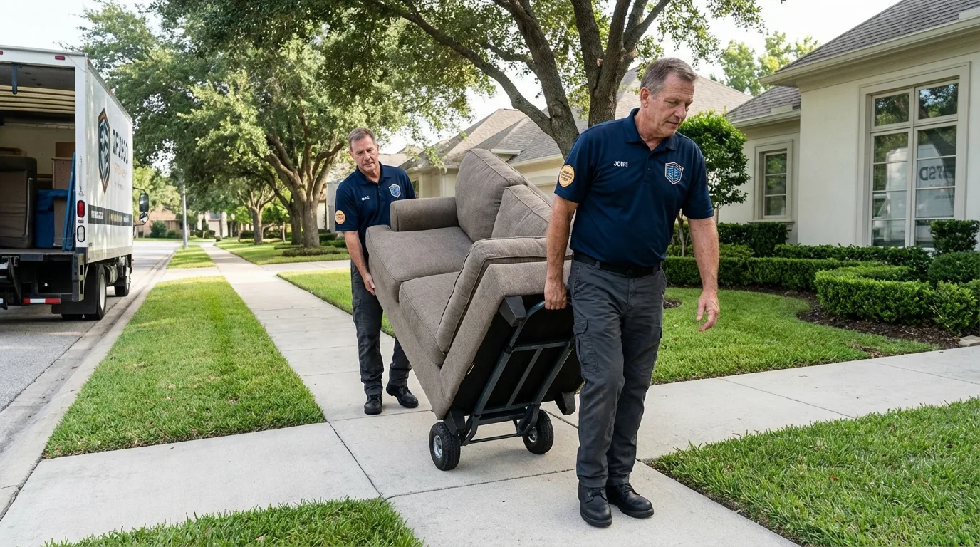Local residential moving crew loading furniture in Hamilton, IN
